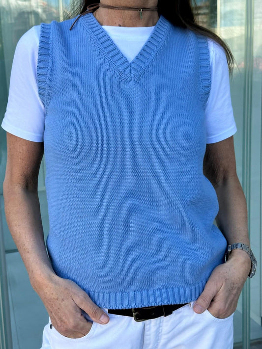 GILET COTONE DONNA AZZURRO GILTDC AZZURRO SILVIA SCALMANA 