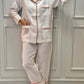 PIGIAMA DONNA IN LINO BIANCO PROFILO ARANCIO
