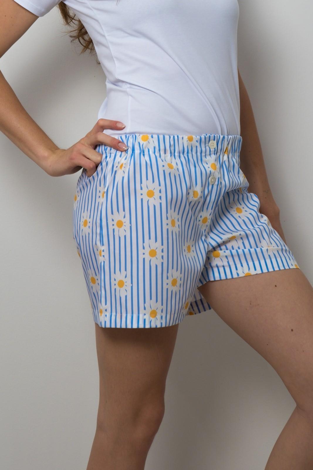 SHORTS DONNA RIGA AZZURRA STAMPA MARGHERITE SHDPSTA MARGHE SILVIA SCALMANA 