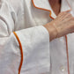 PIGIAMA DONNA IN LINO BIANCO PROFILO ARANCIO