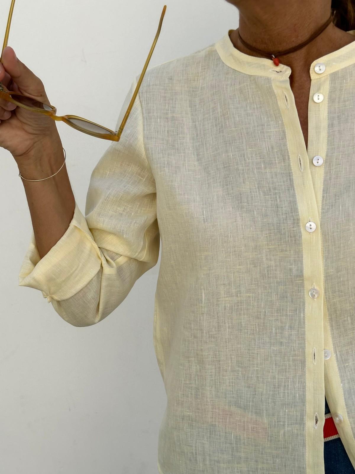 CAMICIA COREANA LINO UNITO GIALLO CKDIUNI GIA SILVIA SCALMANA 