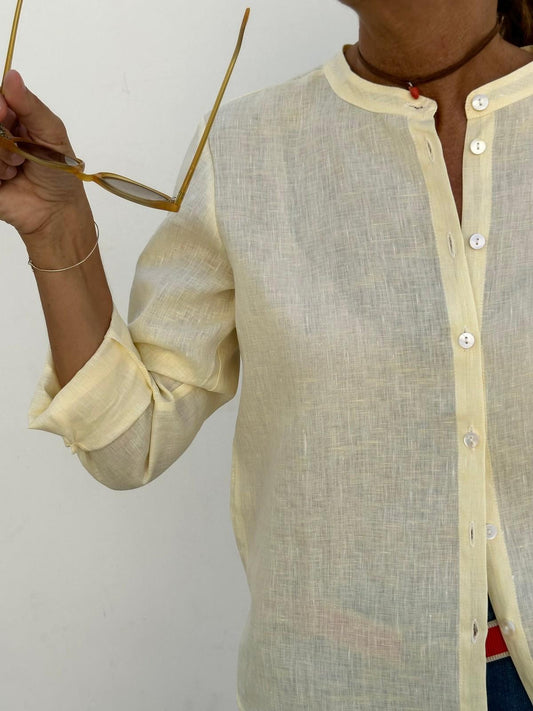 CAMICIA COREANA LINO UNITO GIALLO CKDIUNI GIA SILVIA SCALMANA 