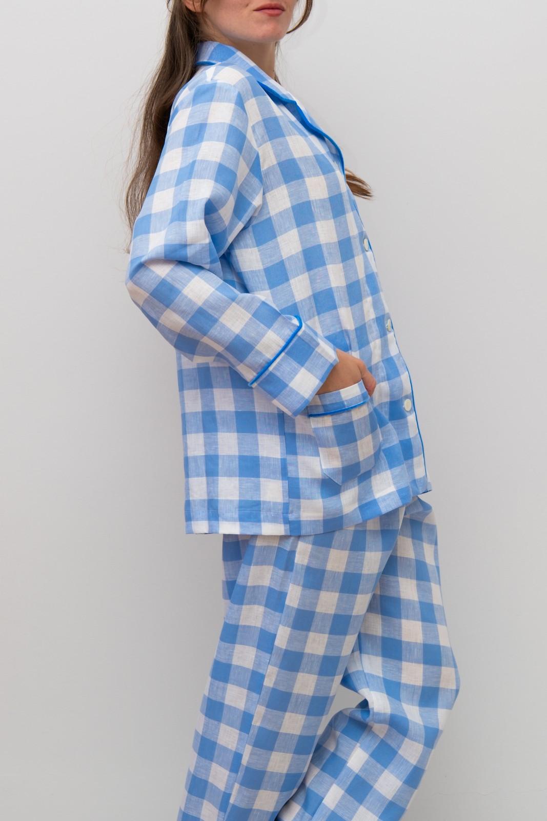 COMPLETO DONNA LINO QUADRONE AZZURRO PROFILO BLUETTE CODIQDR AZZBLU SILVIA SCALMANA 