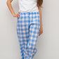 PANTALONI LINO QUADRONE AZZURRO PADIQDR AZZ SILVIA SCALMANA 