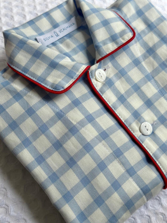 PIGIAMA BAMBINO IN FLANELLA FINESTRATO AZZURRO