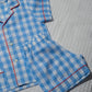 COMPLETO CORTO BAMBINO QUADRONE AZZURRO PROFILO ROSSO CCBPQDR AZZROS SILVIA SCALMANA 