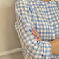 CAMICIA COREANA DONNA IN LINO QUADRO AZZURRO CKDIQDR AZZ SILVIA SCALMANA 
