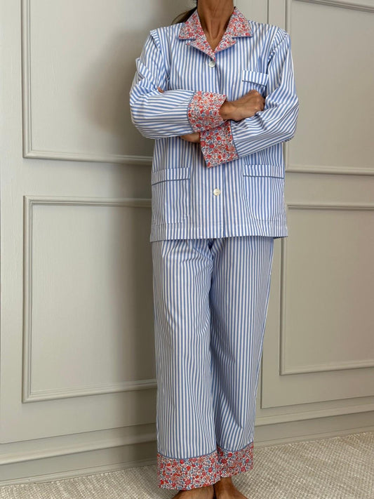 PIGIAMA DONNA BASTONCINO AZZURRO CON DETTAGLI THERESA AZZURRO