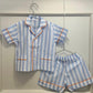 PIGIAMA CORTO BAMBINO RIGONE AZZURRO PROFILO ARANCIONE CCBPRGO AZZARA SILVIA SCALMANA 