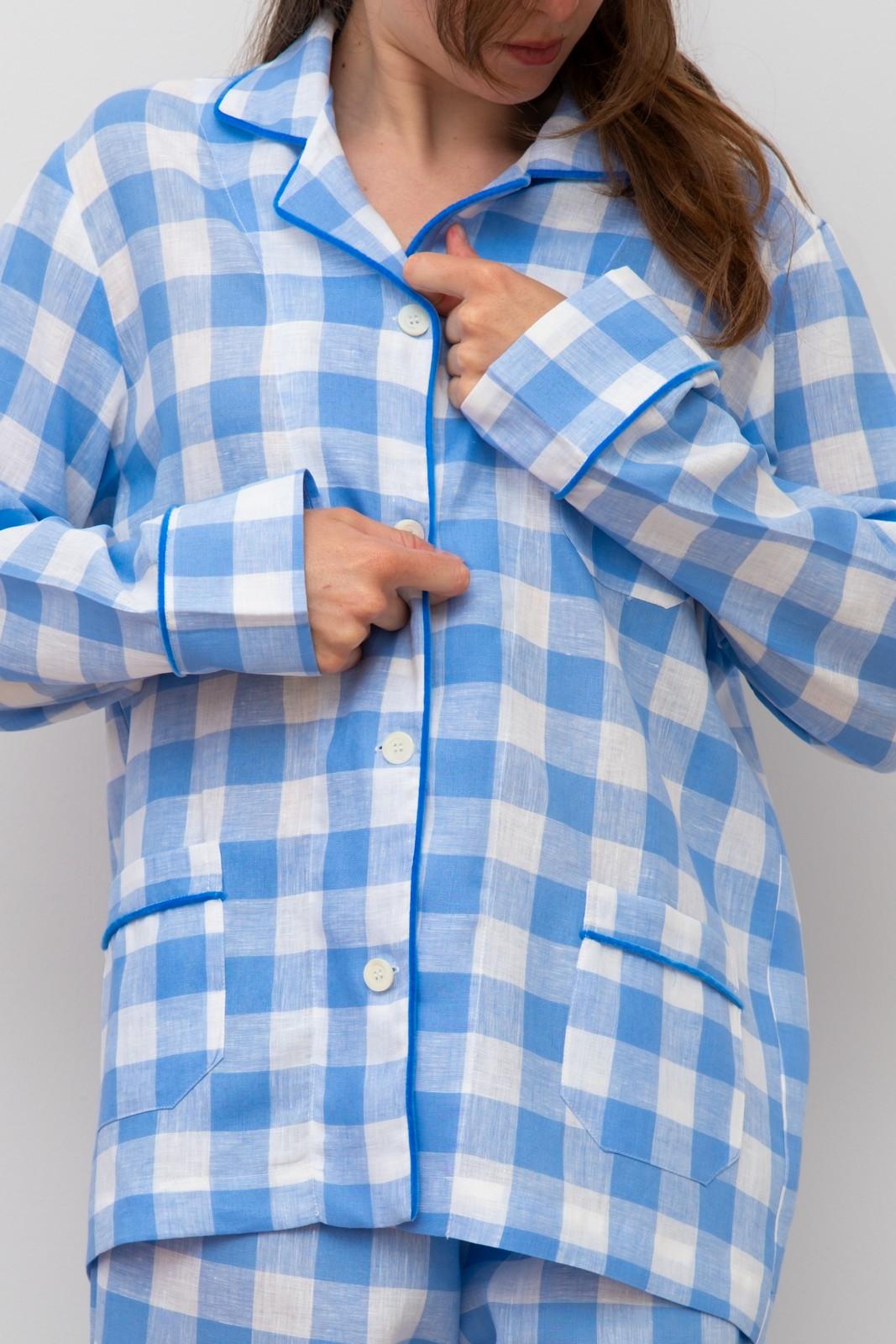 COMPLETO DONNA LINO QUADRONE AZZURRO PROFILO BLUETTE CODIQDR AZZBLU SILVIA SCALMANA 
