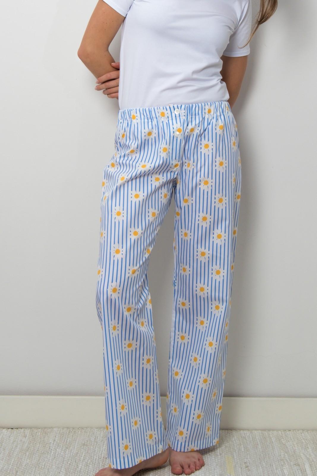 PANTALONI DONNA RIGA AZZURRA STAMPA MARGHERITE PADPSTA MARGHE SILVIA SCALMANA 