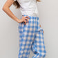 PANTALONI LINO QUADRONE AZZURRO PADIQDR AZZ SILVIA SCALMANA 