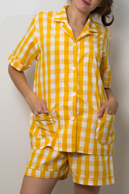 COMPLETO CORTO DONNA QUADRONE GIALLO PROFILO GIALLO CCDPQDR GIAGIA SILVIA SCALMANA 