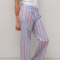 PANTALONI POPELINE DONNA RIGA FONDO AZZURRO/ROSSO PADPRFO AZZROS SILVIA SCALMANA 