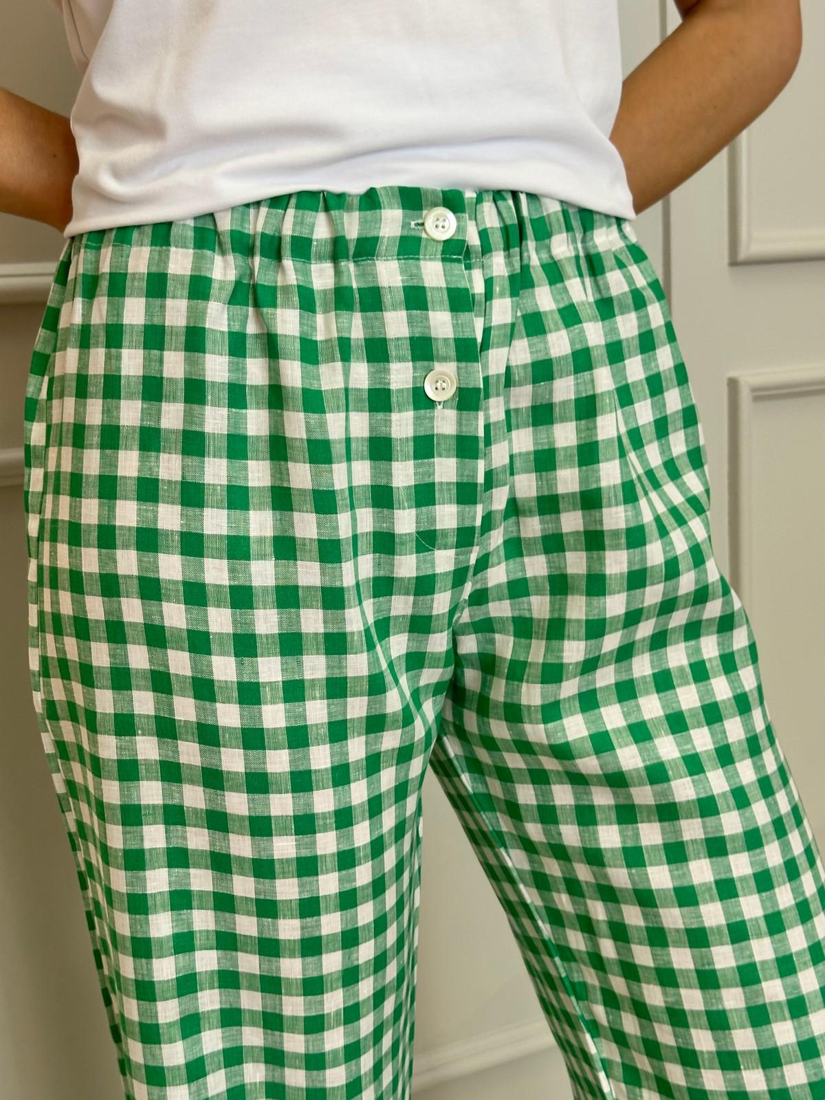 PANTALONI DONNA LINO QUADRO VERDE PADIQDR VER SILVIA SCALMANA 