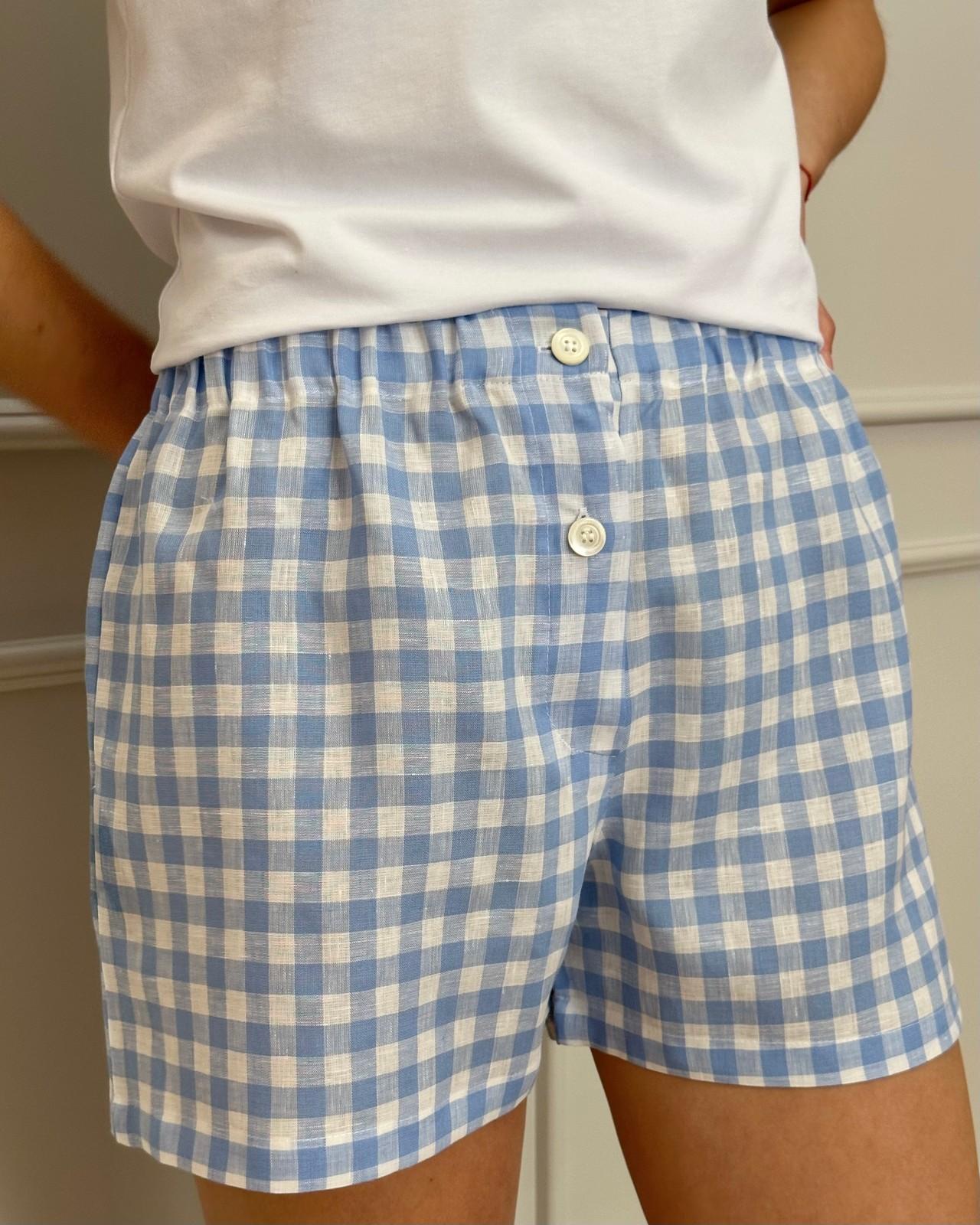 SHORTS DONNA LINO QUADRO AZZURRO SHDIQDR AZZ SILVIA SCALMANA 