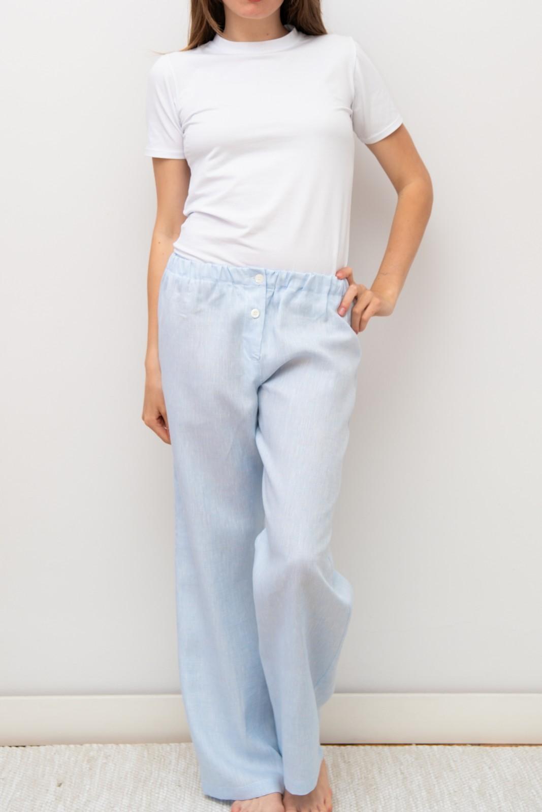 PANTALONI LINO UNITO AZZURRO PADIUNI AZZ SILVIA SCALMANA 