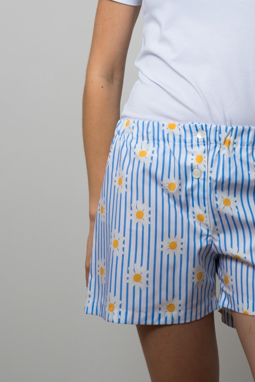 SHORTS DONNA RIGA AZZURRA STAMPA MARGHERITE SHDPSTA MARGHE SILVIA SCALMANA 