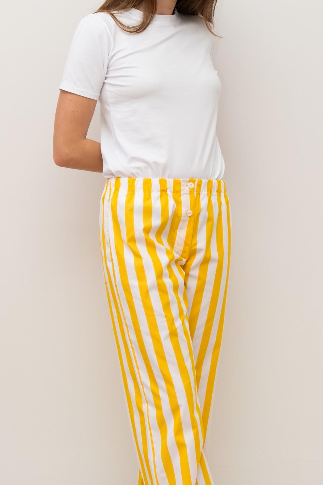 PANTALONI POPELINE DONNA RAGLIATELLA GIALLA PADPTAG GIA SILVIA SCALMANA 