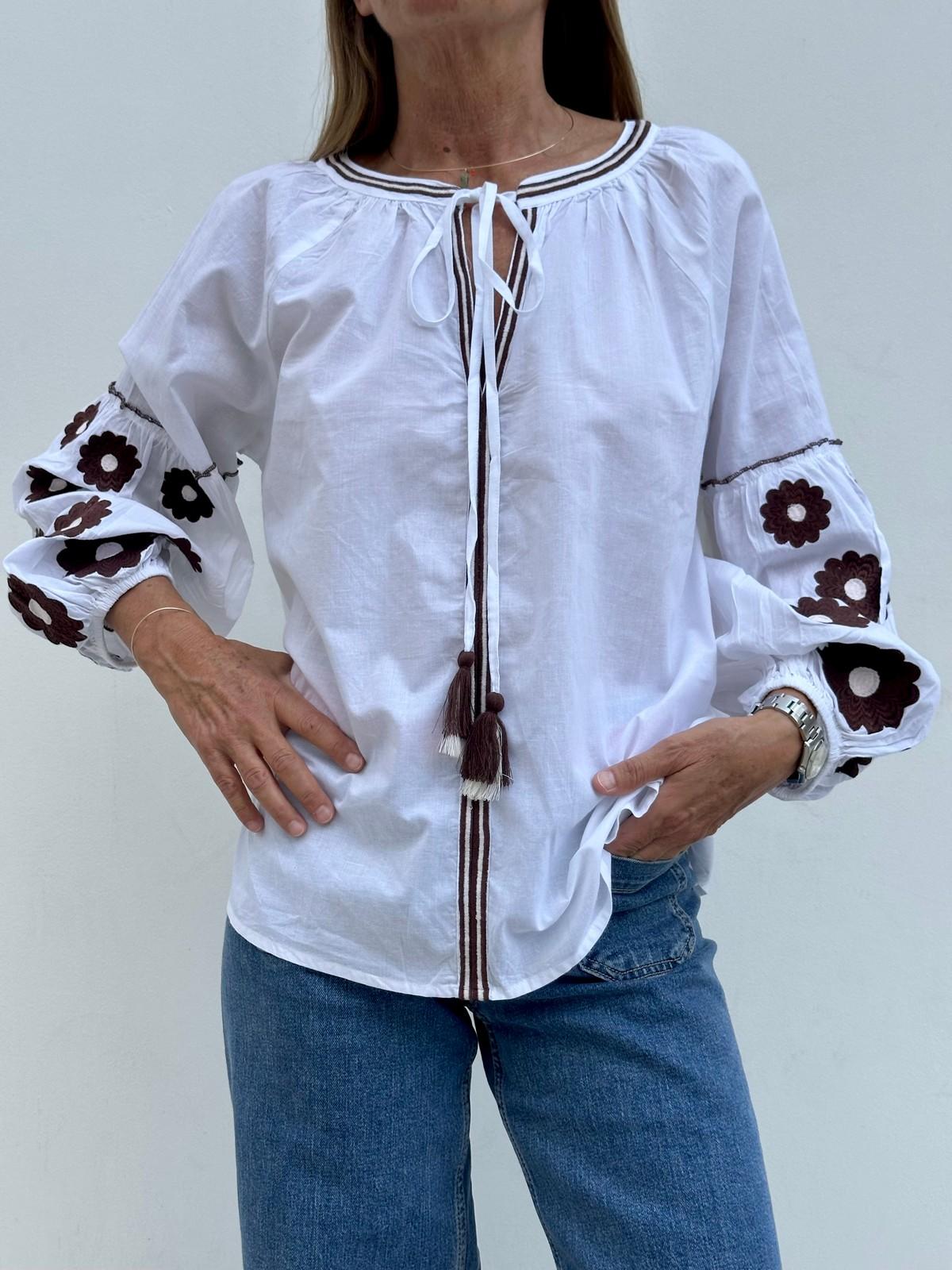 CAMICIA FIORE MARRONE FIORE MARRONE CASA DEL BIANCO 