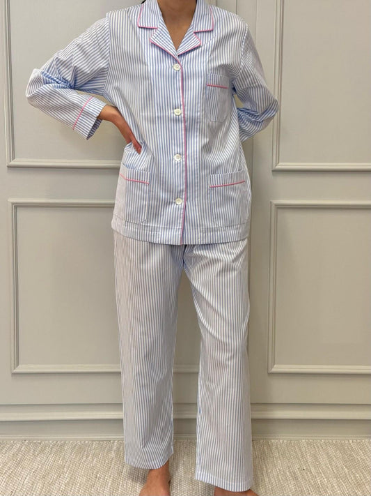 PIGIAMA DONNA BASTONCINO AZZURRO PROFILO FRAGOLA CODOBAS AZZFRG SILVIA SCALMANA 