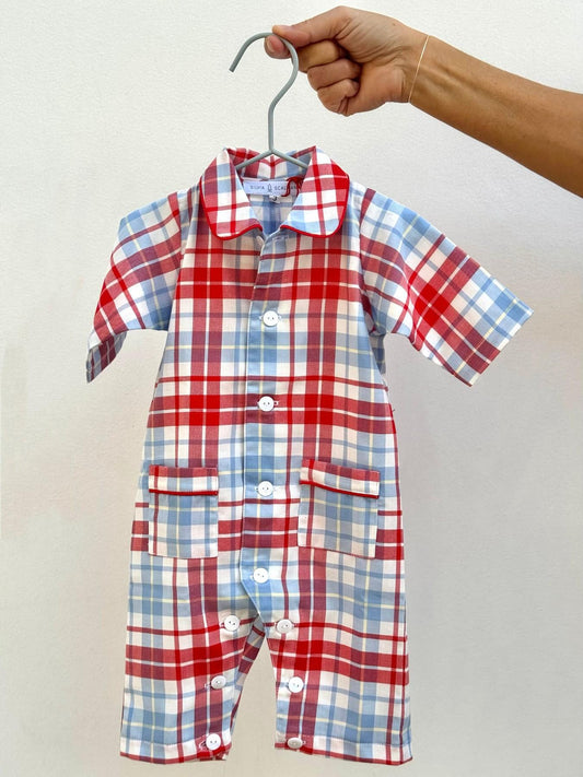 TUTINA BEBE' IN FLANELLA SCOZZESE AZZURRO/ROSSO TBFLSCOZZ ROSSOAZZ SILVIA SCALMANA 