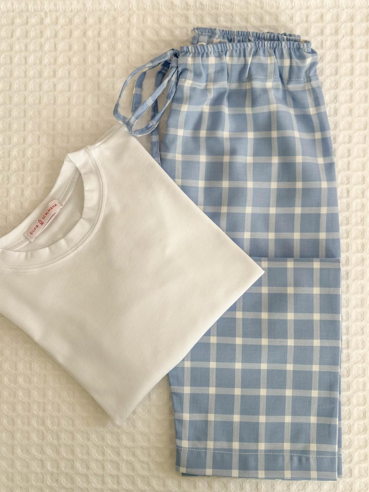 PANTALONI BIMBO FINESTRATO FONDO AZZURRO PABFFIN AZZ SILVIA SCALMANA 