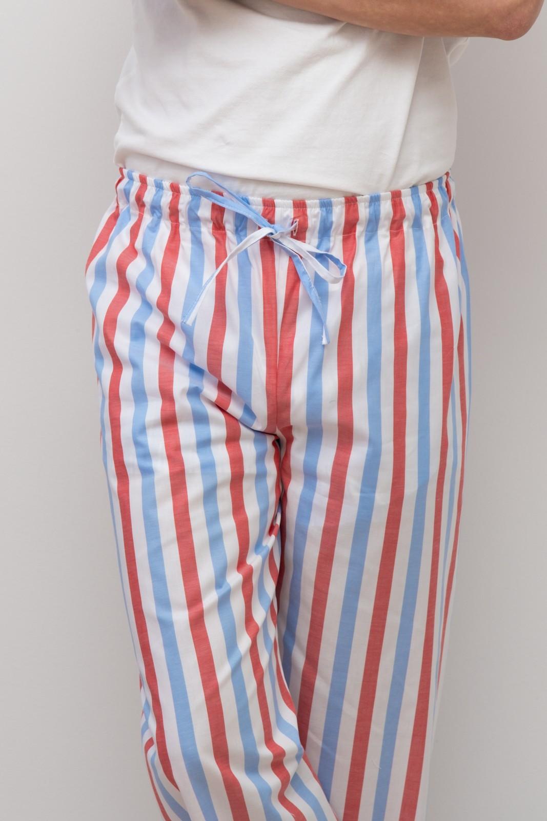 PANTALONI POPELINE UOMO TAGLIATELLA MISTA AZZURRO/ROSSO PAUPAZZ ROS SILVIA SCALMANA 