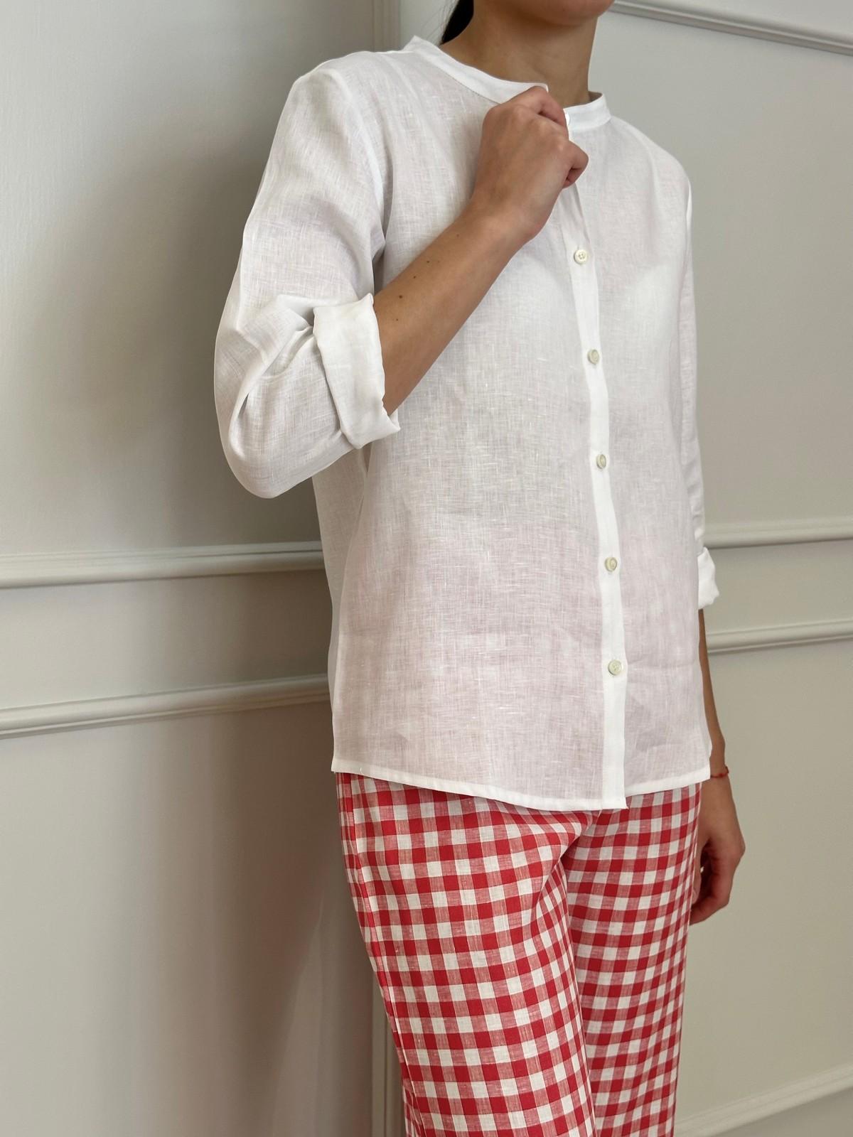 CAMICIA COREANA DONNA IN LINO BIANCO CKDIUNI BIA SILVIA SCALMANA 