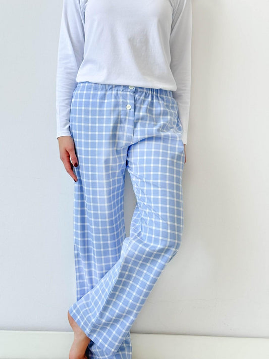 PANTALONI DONNA FINESTRATO FONDO AZZURRO PADFFIN AZZ SILVIA SCALMANA 