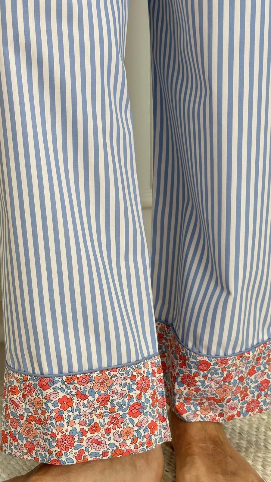 PIGIAMA DONNA BASTONCINO AZZURRO CON DETTAGLI THERESA AZZURRO MXDLBAS AZZTHERESAAZZ SILVIA SCALMANA 