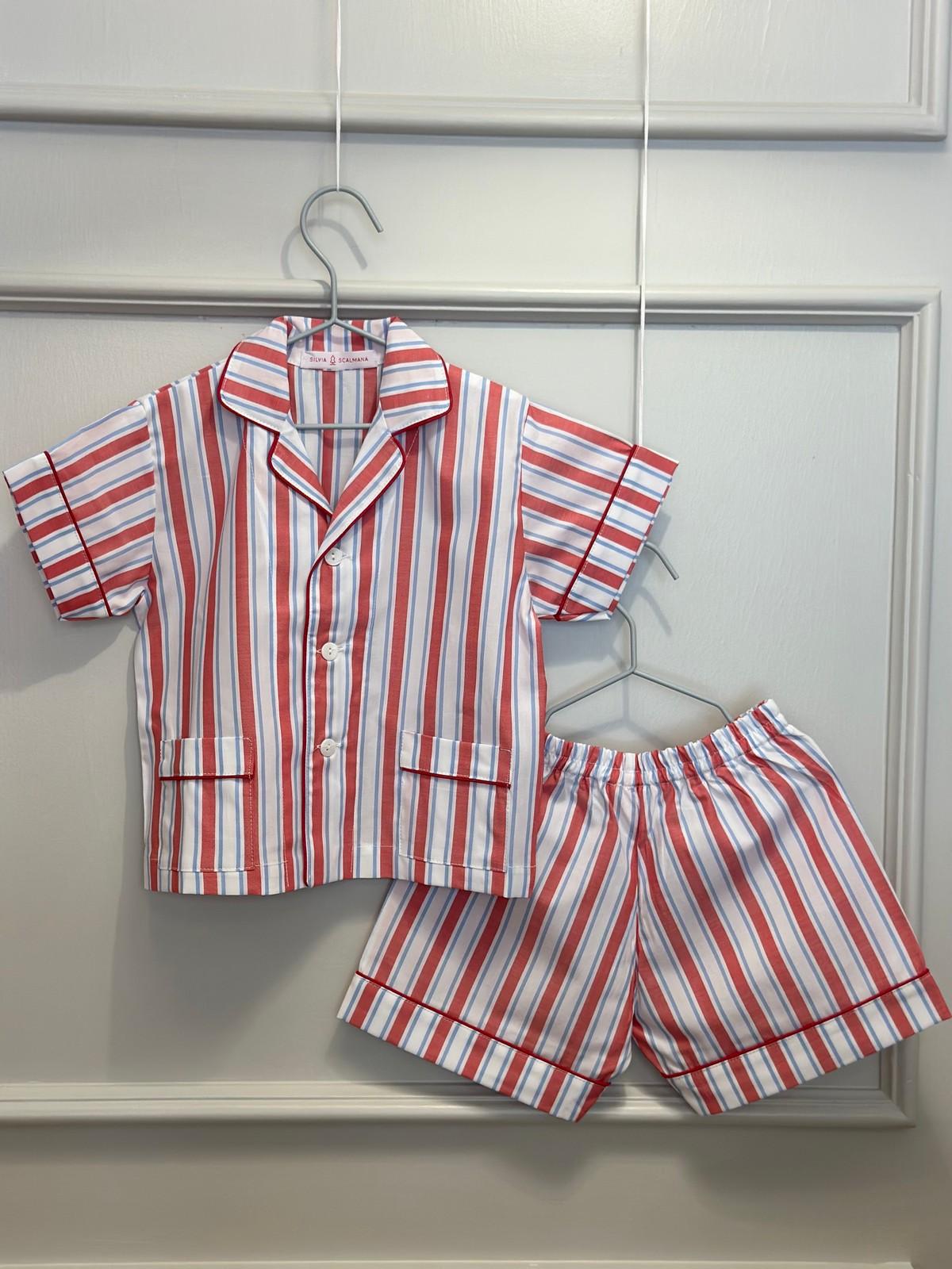 PIGIAMA CORTO BAMBINO RIGONE ROSSO PROFILO ROSSO CCBPRGO ROSROS SILVIA SCALMANA 
