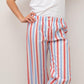 PANTALONI POPELINE DONNA TAGLIATELLA MISTA AZZURRO/ROSSO PADP AZZROS SILVIA SCALMANA 