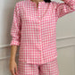 CAMICIA COREANA DONNA IN LINO QUADRO FRAGOLA CKDIQDR FRG SILVIA SCALMANA 