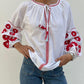 CAMICIA FIORE ROSSO FIORE ROSSO CASA DEL BIANCO 