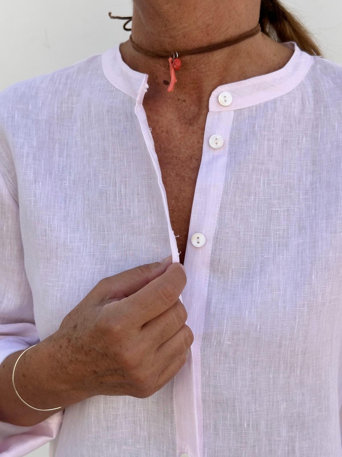 CAMICIA COREANA LINO UNITO ROSA CKDIUNI RSA SILVIA SCALMANA 