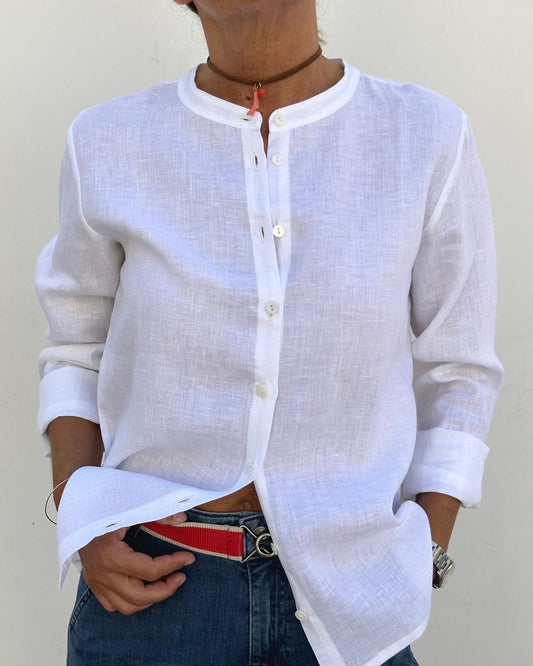 CAMICIA COREANA LINO UNITO BIANCO CKDIUNI BIA SILVIA SCALMANA 