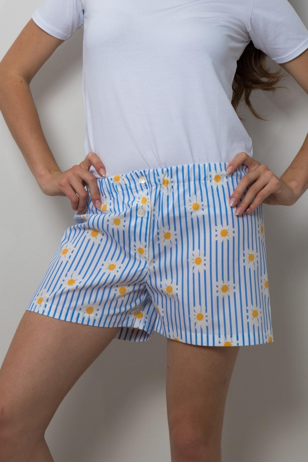 SHORTS DONNA RIGA AZZURRA STAMPA MARGHERITE SHDPSTA MARGHE SILVIA SCALMANA 