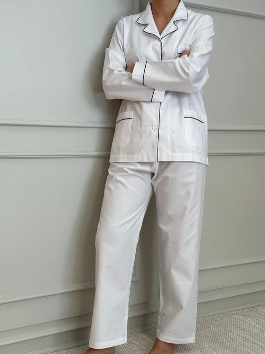 PIGIAMA DONNA BIANCO PROFILO MARRONE