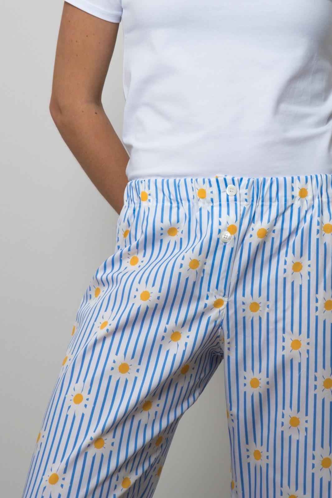 PANTALONI DONNA RIGA AZZURRA STAMPA MARGHERITE PADPSTA MARGHE SILVIA SCALMANA 