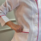 PIGIAMA DONNA IN LINO BIANCO PROFILO FRAGOLA