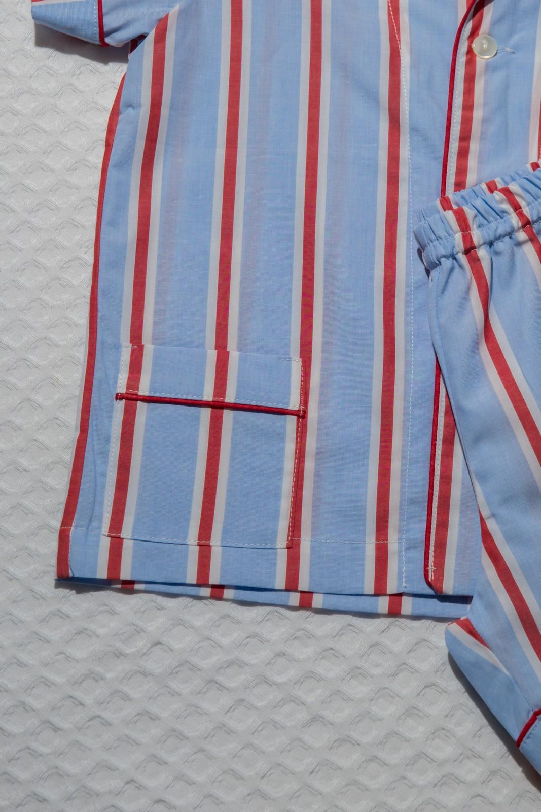 COMPLETO CORTO BAMBINO RIGA FONDO AZZURRO PROFILO ROSSO CCBPRFO AZZROS SILVIA SCALMANA 