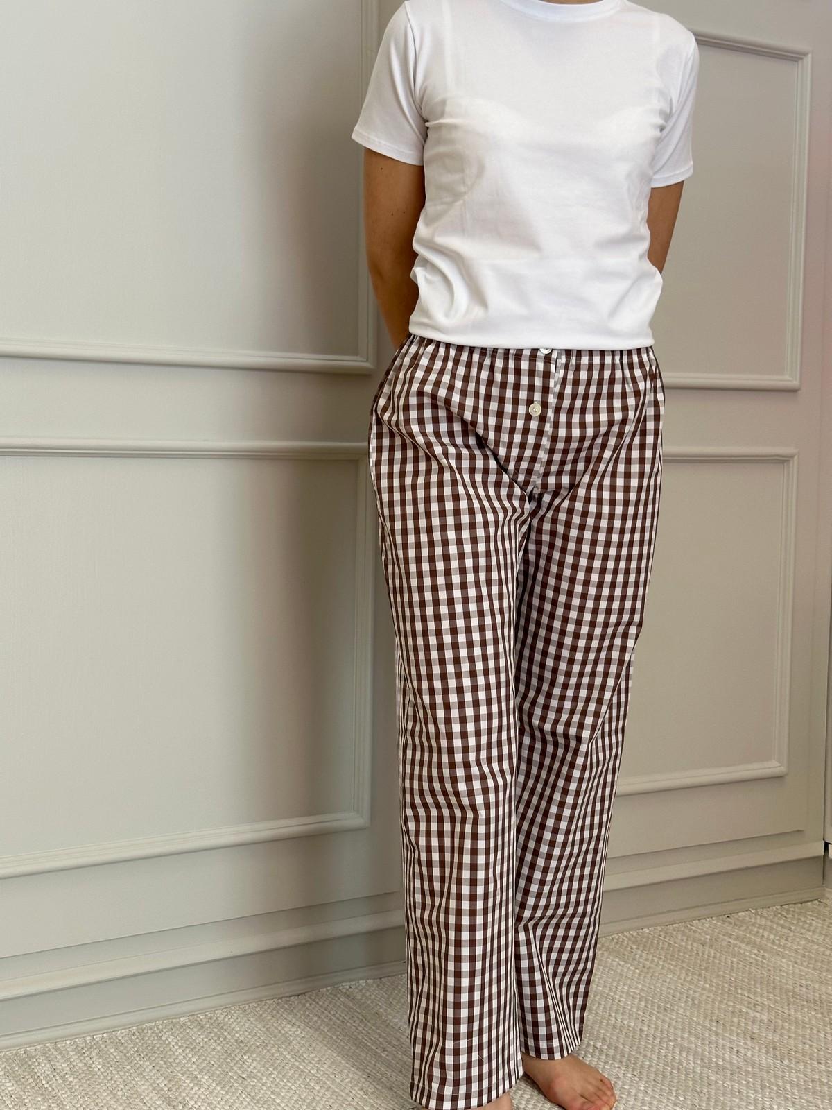 PANTALONI POPELINE QUADRO MARRONE PADPQDR MAR SILVIA SCALMANA 